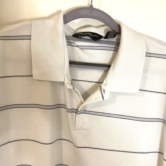 Eddie Bauer Men's Polo Top White Striped Golf Short Sleeves Golfing Size Tall XL - Picture 4 of 7